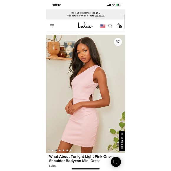 Lulas pink one shoulder cut out side mini Medium - Picture 7 of 9